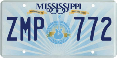 MS license plate ZMP772