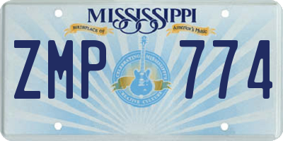MS license plate ZMP774