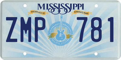MS license plate ZMP781