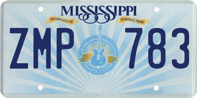 MS license plate ZMP783