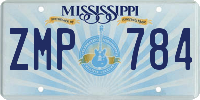 MS license plate ZMP784