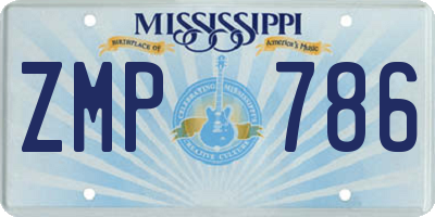 MS license plate ZMP786