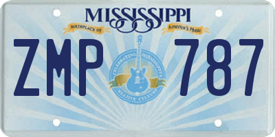 MS license plate ZMP787