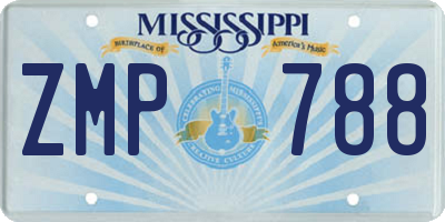 MS license plate ZMP788