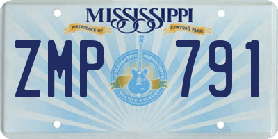 MS license plate ZMP791