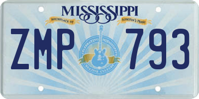 MS license plate ZMP793