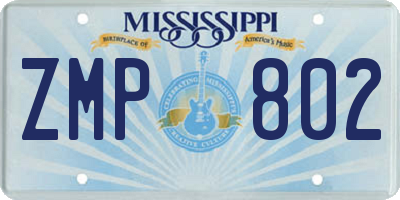 MS license plate ZMP802