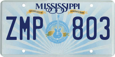 MS license plate ZMP803