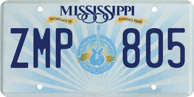 MS license plate ZMP805