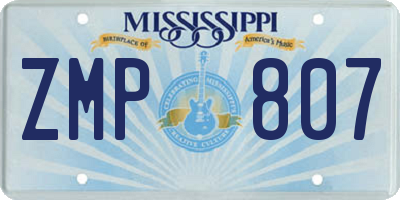 MS license plate ZMP807
