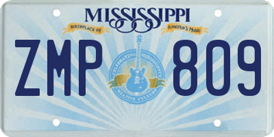MS license plate ZMP809