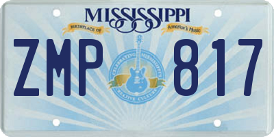 MS license plate ZMP817