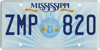MS license plate ZMP820