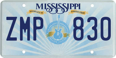 MS license plate ZMP830