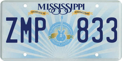 MS license plate ZMP833