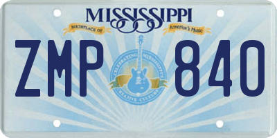 MS license plate ZMP840
