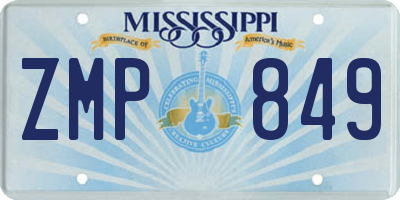 MS license plate ZMP849