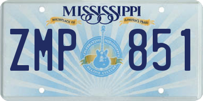 MS license plate ZMP851