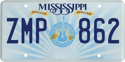 MS license plate ZMP862