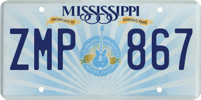 MS license plate ZMP867