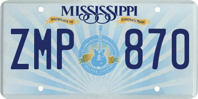 MS license plate ZMP870