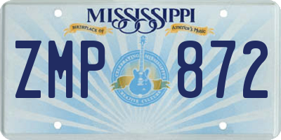 MS license plate ZMP872