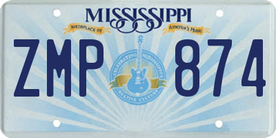 MS license plate ZMP874