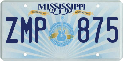 MS license plate ZMP875