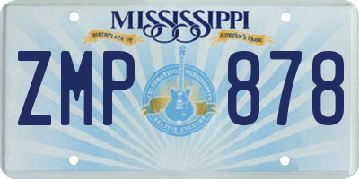 MS license plate ZMP878