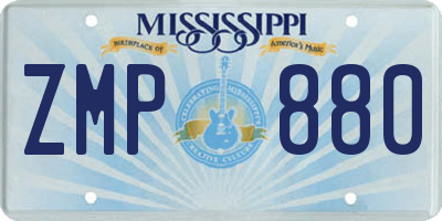 MS license plate ZMP880