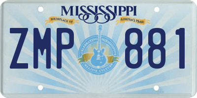 MS license plate ZMP881
