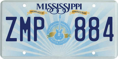 MS license plate ZMP884