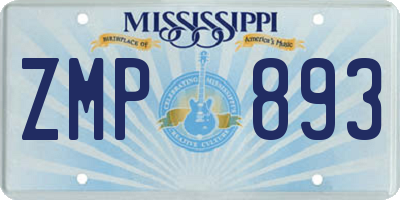MS license plate ZMP893
