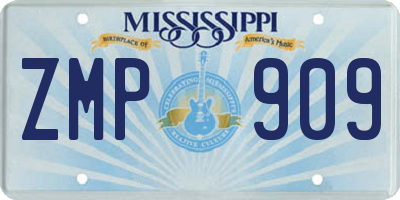 MS license plate ZMP909
