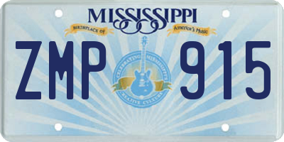 MS license plate ZMP915