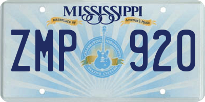 MS license plate ZMP920