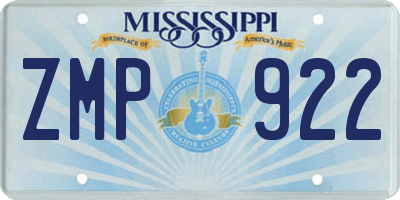MS license plate ZMP922