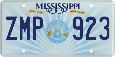 MS license plate ZMP923