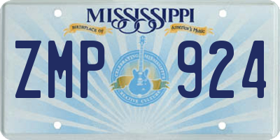 MS license plate ZMP924