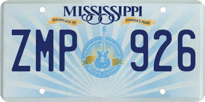 MS license plate ZMP926
