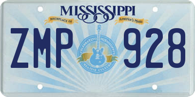 MS license plate ZMP928