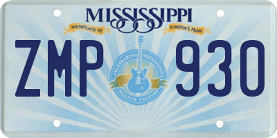 MS license plate ZMP930