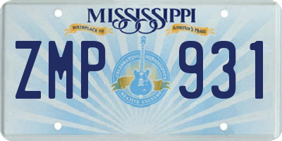 MS license plate ZMP931