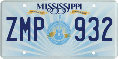 MS license plate ZMP932