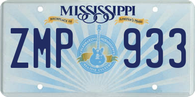 MS license plate ZMP933
