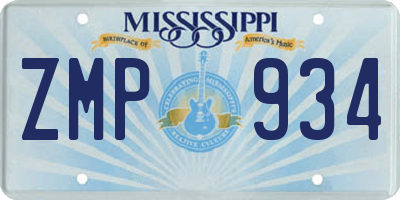 MS license plate ZMP934