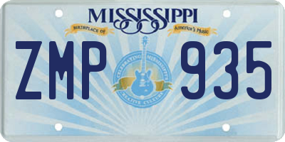 MS license plate ZMP935