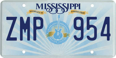 MS license plate ZMP954