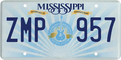 MS license plate ZMP957