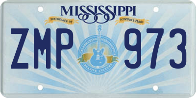 MS license plate ZMP973